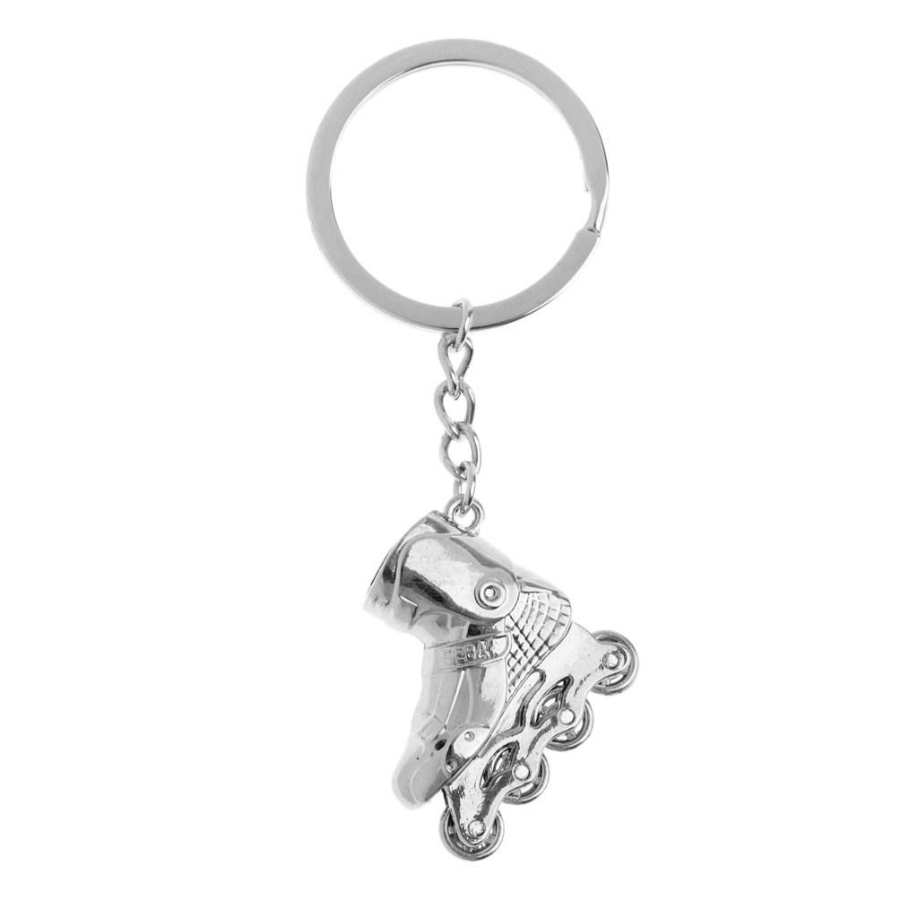 Roller Skates Keyring Keychain Key Buckle Pendant Bag Silver