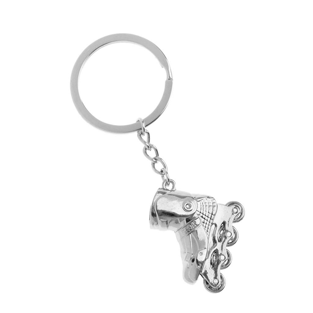 Roller Skates Keyring Keychain Key Buckle Pendant Bag Silver