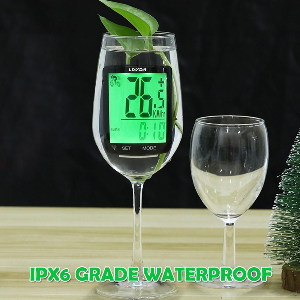 LIXADA Wireless Bike Computer Multi Functional LCD Screen Bicycle Computer Mountain Bike Speedometer Odometer IPX6 Waterproof Cycling Measurable Temperature Stopwatch  Cycling Accessories