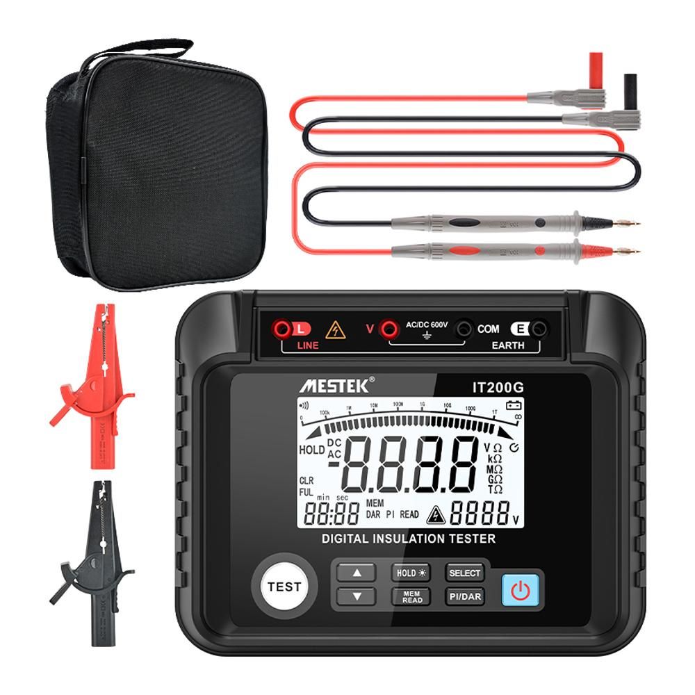Insulation Resistance Tester Digital Meter Resistance Voltage Polarization Index DAR Measuring Meter LCD Display with Backlight