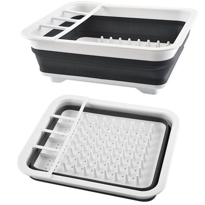 Kit Hen Shelf Folding D L Ra K Household Multifun Tional Dishes  Hopsti Ks And Tableware Storage Ra K-black+white