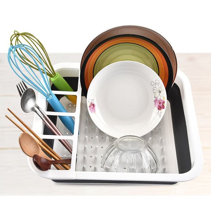 Kit Hen Shelf Folding D L Ra K Household Multifun Tional Dishes  Hopsti Ks And Tableware Storage Ra K-black+white