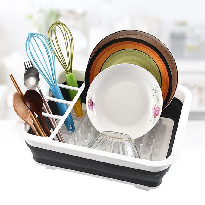 Kit Hen Shelf Folding D L Ra K Household Multifun Tional Dishes  Hopsti Ks And Tableware Storage Ra K-black+white