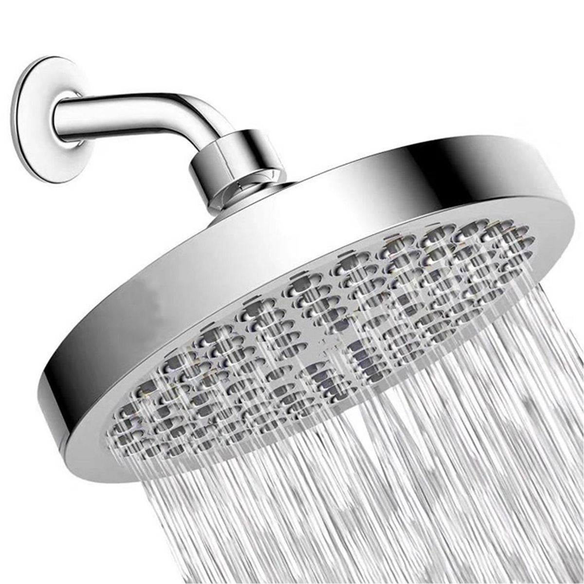 6 Inch High Pressure Shower Head G1/2 Rain Showerhead Adjustable Bathroom Shower Head Spray Showerhead Polished Chrome Bath Rain Round Shower Head Replacement