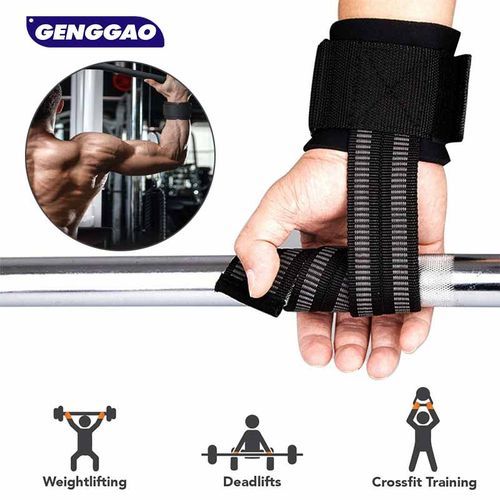 (Black-1Pair)1Pair Weight Lifting Straps With Wrist Support - Wrist Straps For Weightlifting -Superior Deadlift Straps & Workout Wrist Wraps MAA