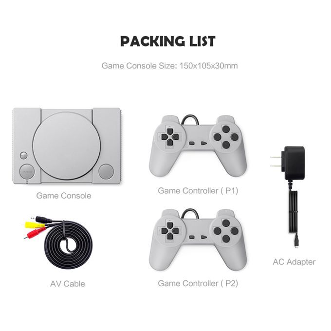 PS1 Mini Game Console Two Game Controllers AV Video Output