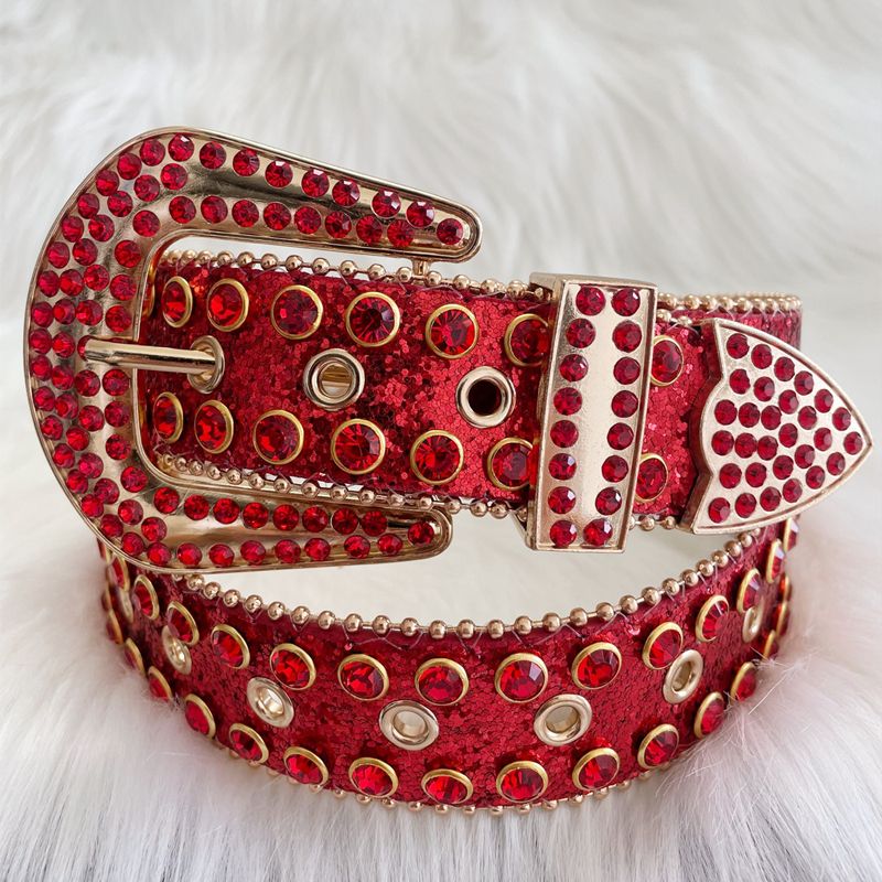 Luxury Designer Crystal Belt Uni Punk Diamond Buckle Y2K Western Cowboy Belts