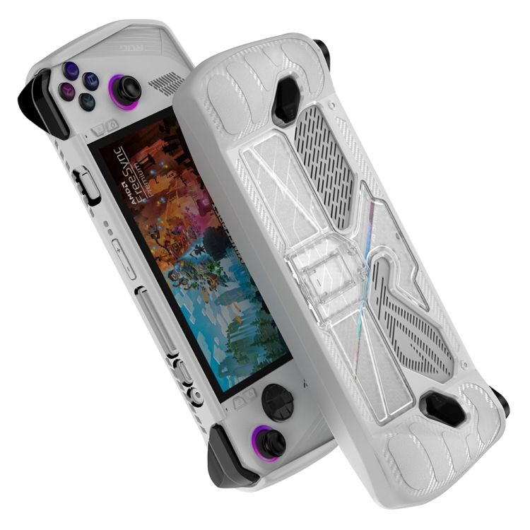 For ASUS Rog Ally PC+TPU Protective Case With Bracket PC+TPU White+Transparent