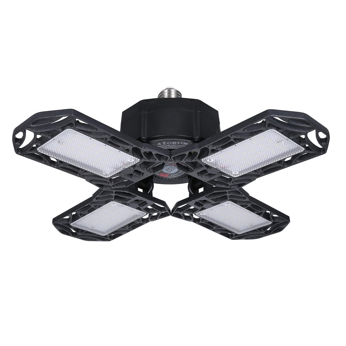 Tomshine LEDs Garage Light with Holder E26/E27 Base AC85-265V 100W Deformable Ceiling Light 4 Adjustable Blade 6000-6500k White Lighting for Garage Basement Workshop Warehouse