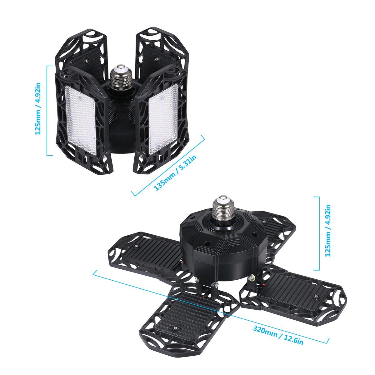 Tomshine LEDs Garage Light with Holder E26/E27 Base AC85-265V 100W Deformable Ceiling Light 4 Adjustable Blade 6000-6500k White Lighting for Garage Basement Workshop Warehouse