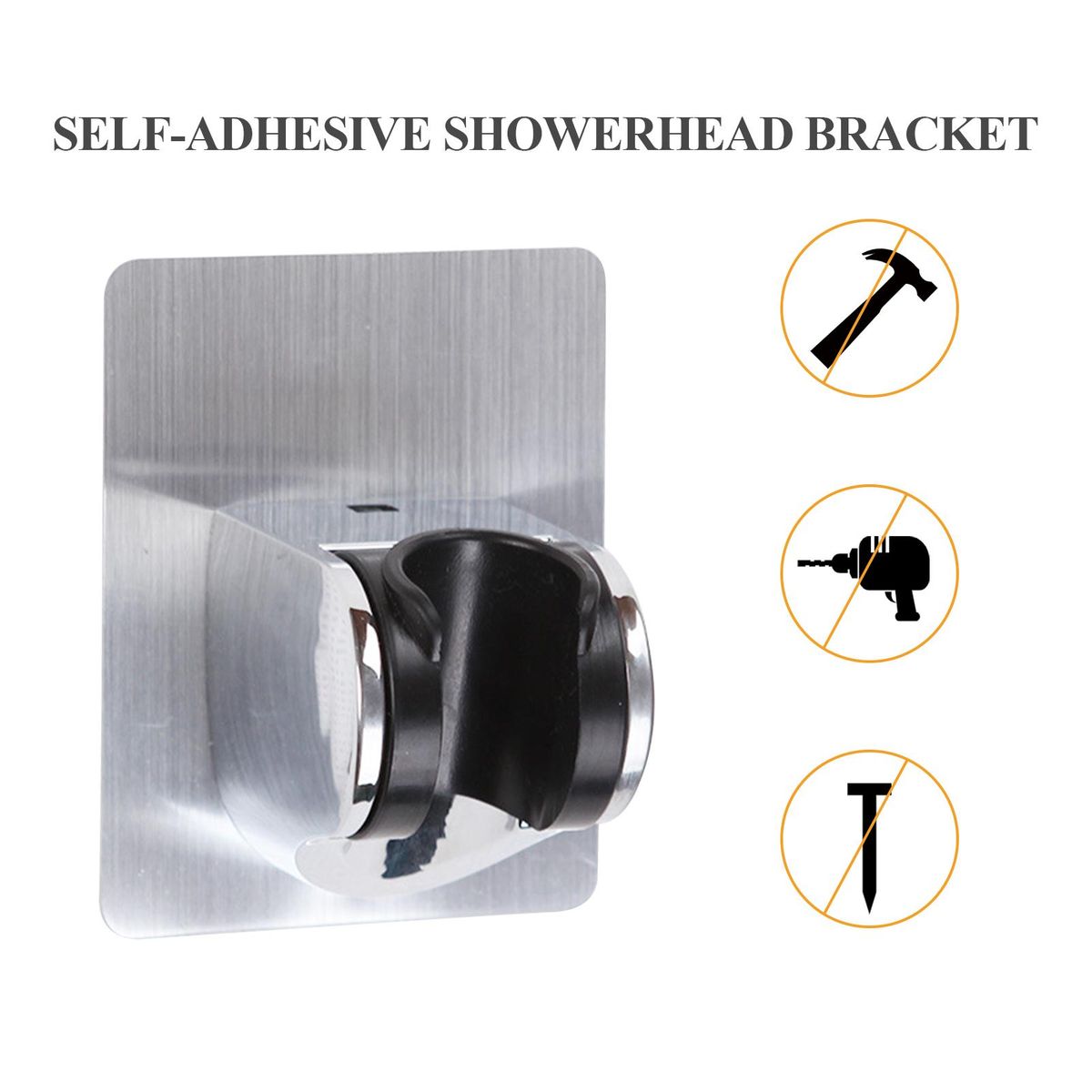 90°Rotate Shower Head Holder Adjustable Self-Adhesive Shower Arm Mount Handheld Shower Holders Wall Mounted Showerhead & Bidet Sprayer Bracket Replacement for Bathroom Bathtub