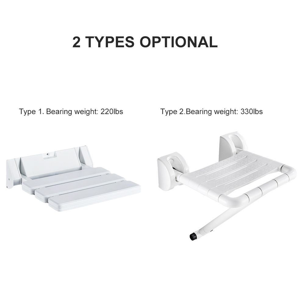 Wall Mounted Bathroom Foldable Stool 330 Lbs Bearing Weight