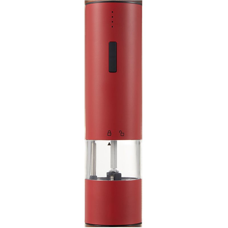 （red）Electric Automatic Salt Pepper Grinder Mill Adjustable Stainless Steel Spice Mills With Led Light USB Rechargeable Kitchen Tools GRE