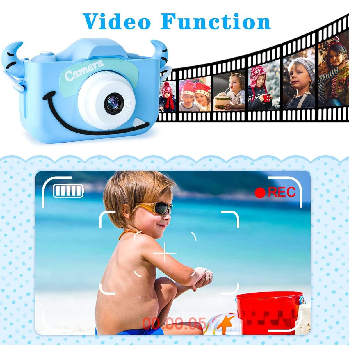 Kids Camera Toys for 3-12 Year Old Boys&Girls,HD 1080P Digital Camera for Toddler,Selfie Camera,32GB SD Card Blue