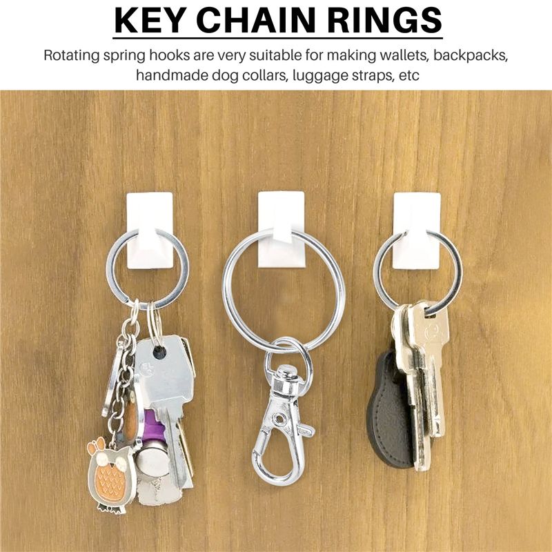 120 Rotating Snap Hooks with Key Ring, Metal Lobster Claw