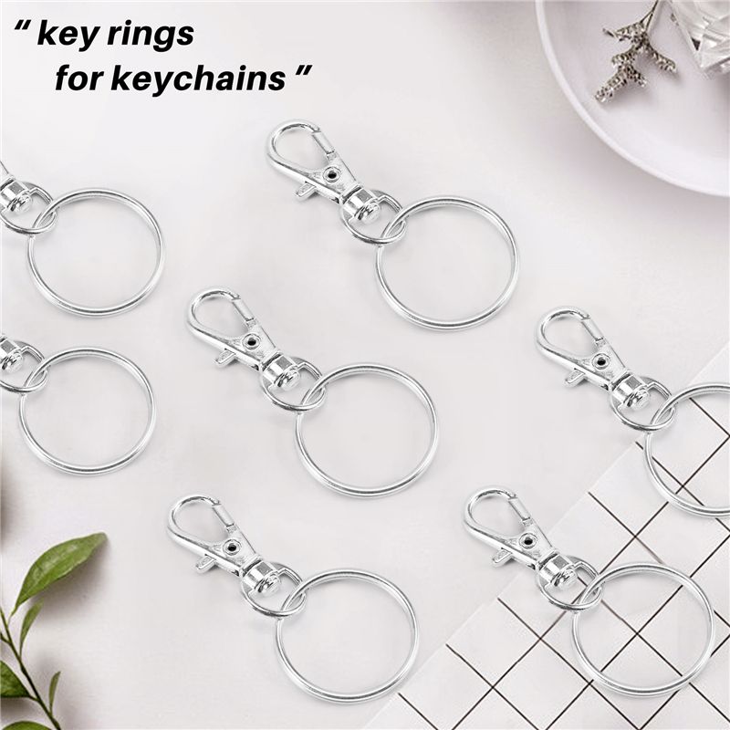 120 Rotating Snap Hooks with Key Ring, Metal Lobster Claw