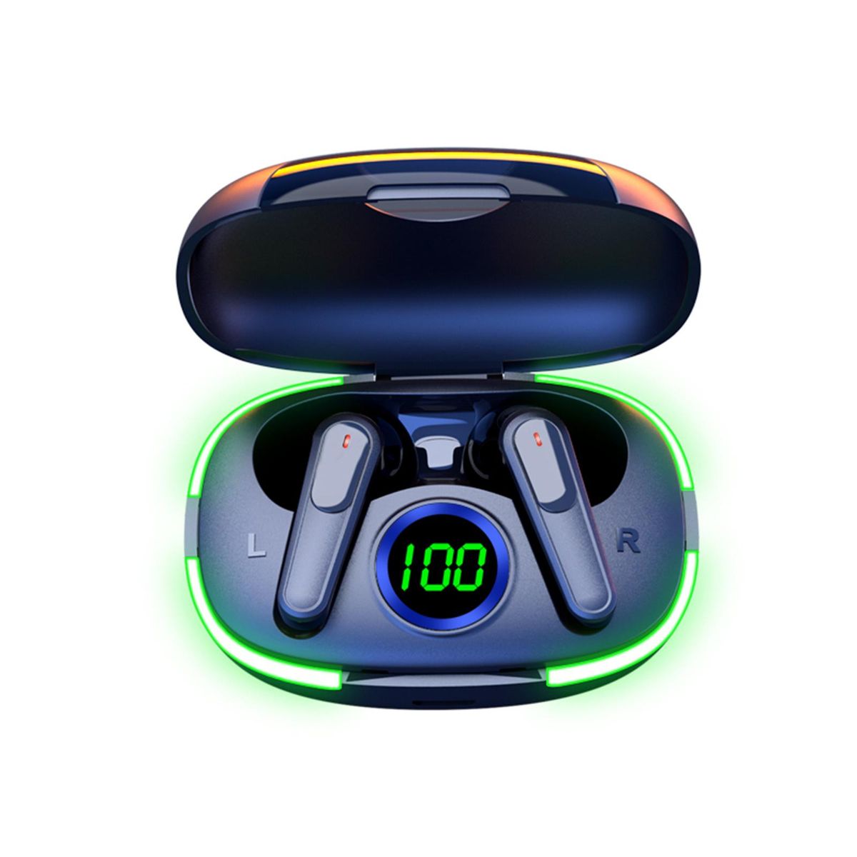PRO80 True Wireless Headphones BT 5.1 Sport Headset Mini Earbuds Touch Control In-ear Earphones with Mic Charging Case LED Breathing Lamp Battery Digital Display