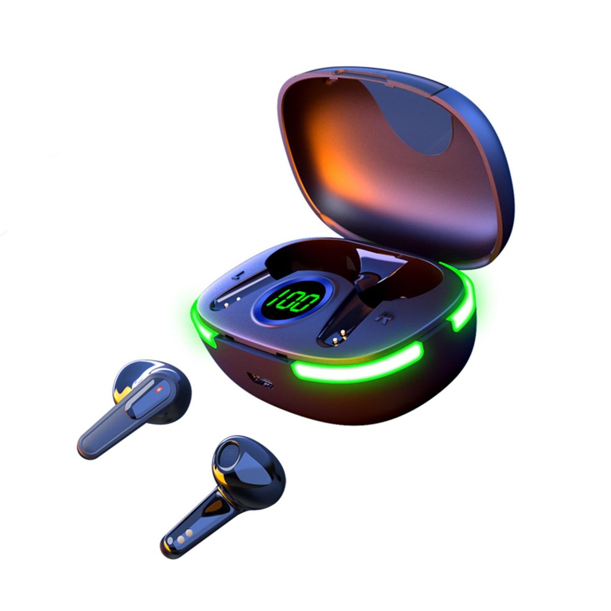 PRO80 True Wireless Headphones BT 5.1 Sport Headset Mini Earbuds Touch Control In-ear Earphones with Mic Charging Case LED Breathing Lamp Battery Digital Display