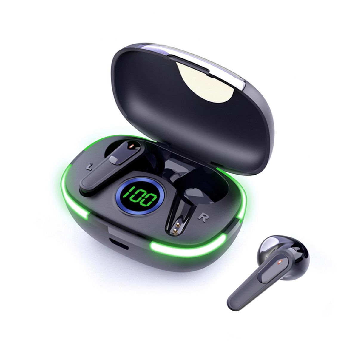 PRO80 True Wireless Headphones BT 5.1 Sport Headset Mini Earbuds Touch Control In-ear Earphones with Mic Charging Case LED Breathing Lamp Battery Digital Display
