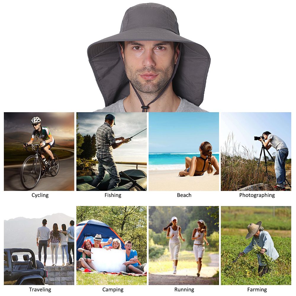 Fishing Cap Wide Brim Unisex Sun Hat With Neck Flap For