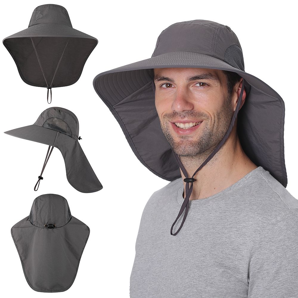 Fishing Cap Wide Brim Unisex Sun Hat With Neck Flap For
