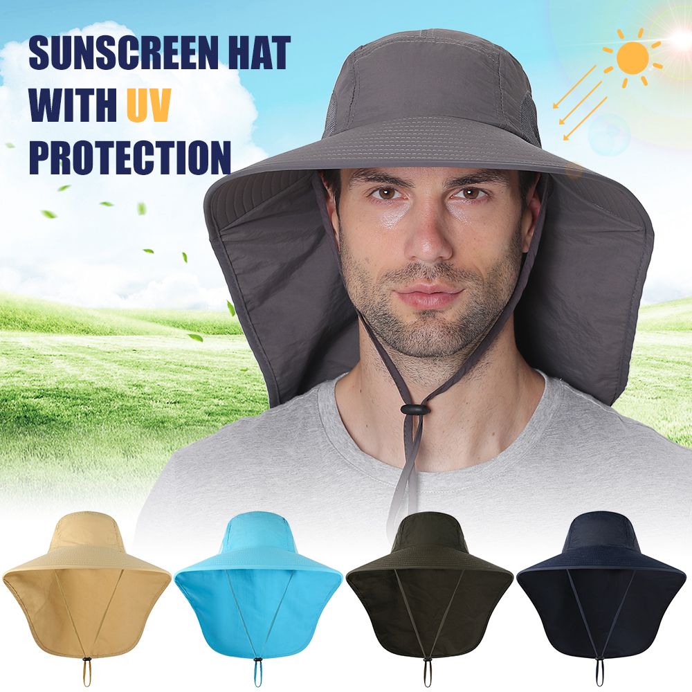 Fishing Cap Wide Brim Unisex Sun Hat With Neck Flap For
