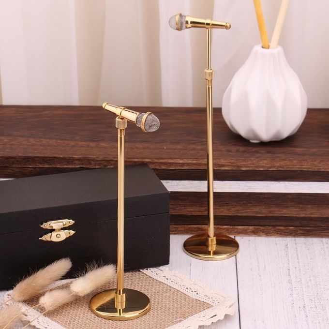 2pcs 1/6 Scale Doll Accessories Copper Golden Mic Micophone Doll House