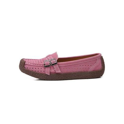 EUR Size 35-41 High Quality Flats Women Suede Leather Flats Shoes Handmade Comfort Loafers Pink