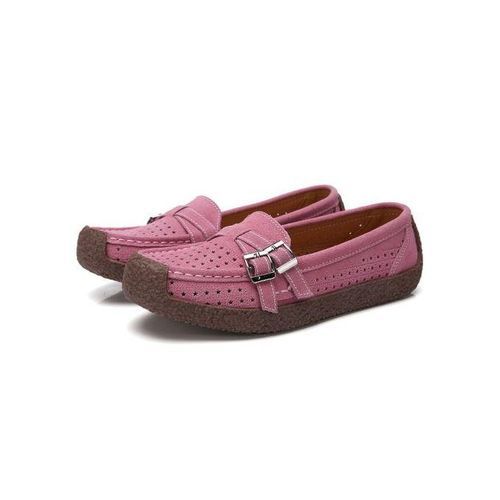 EUR Size 35-41 High Quality Flats Women Suede Leather Flats Shoes Handmade Comfort Loafers Pink