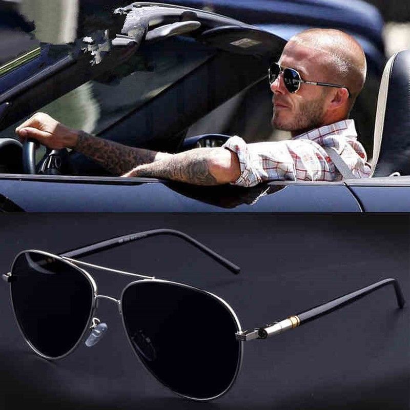 Men Oversized Aviation Metal Frame Spring Temple Polarized Sunglasses Male  Pilot Male Driving Sun Glasses(Coffee Frame )