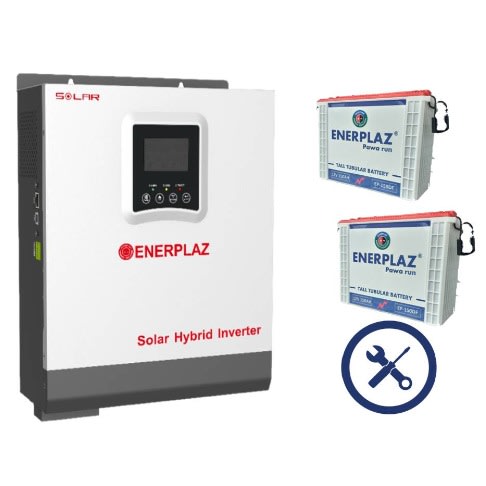 1kw Hybrid Inverter With 50amp Pmw With 2nos 200ah Flooded Battery With Installation