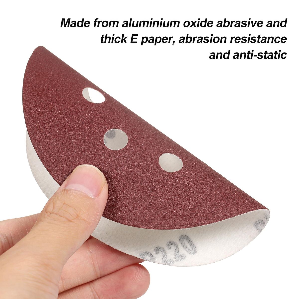 50Pcs Sanding Discs 5 Inch  125mm 8 Holes 220/180/120/80/60 Grit Sandpaper for Random Orbital Sander