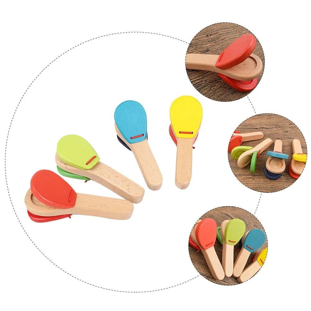4 Pcs Kidcraft Playset Handle Castanets Early Educational Toys Instrument Kids Percussion Music Creative Musics For children 39