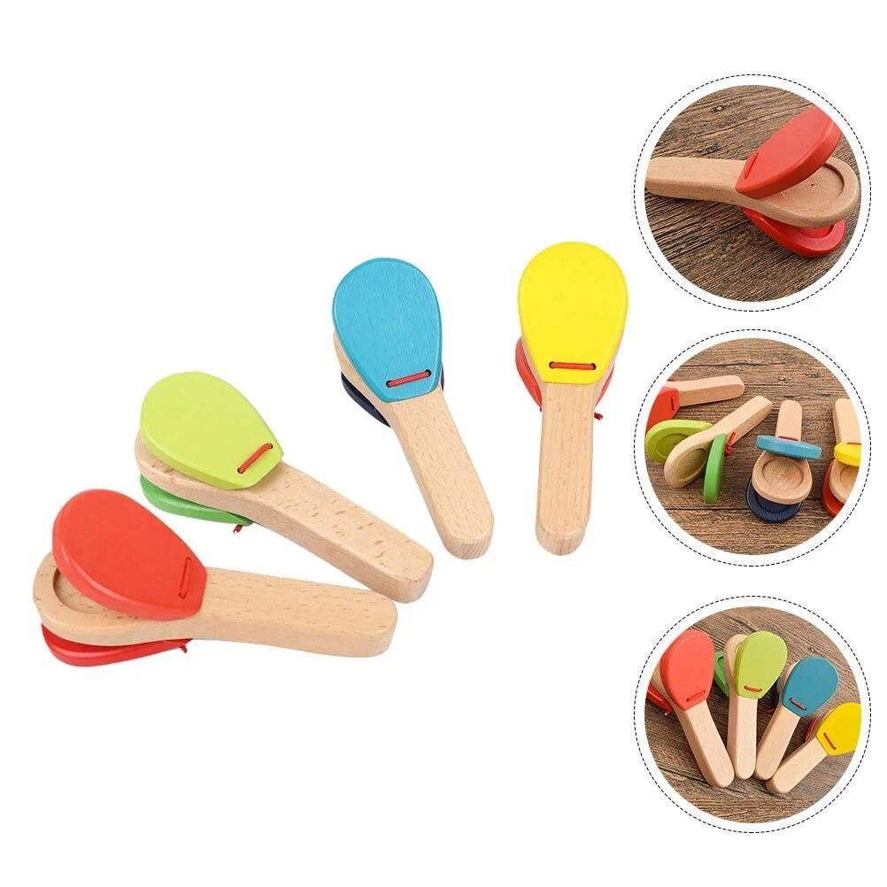 4 Pcs Kidcraft Playset Handle Castanets Early Educational Toys Instrument Kids Percussion Music Creative Musics For children 39