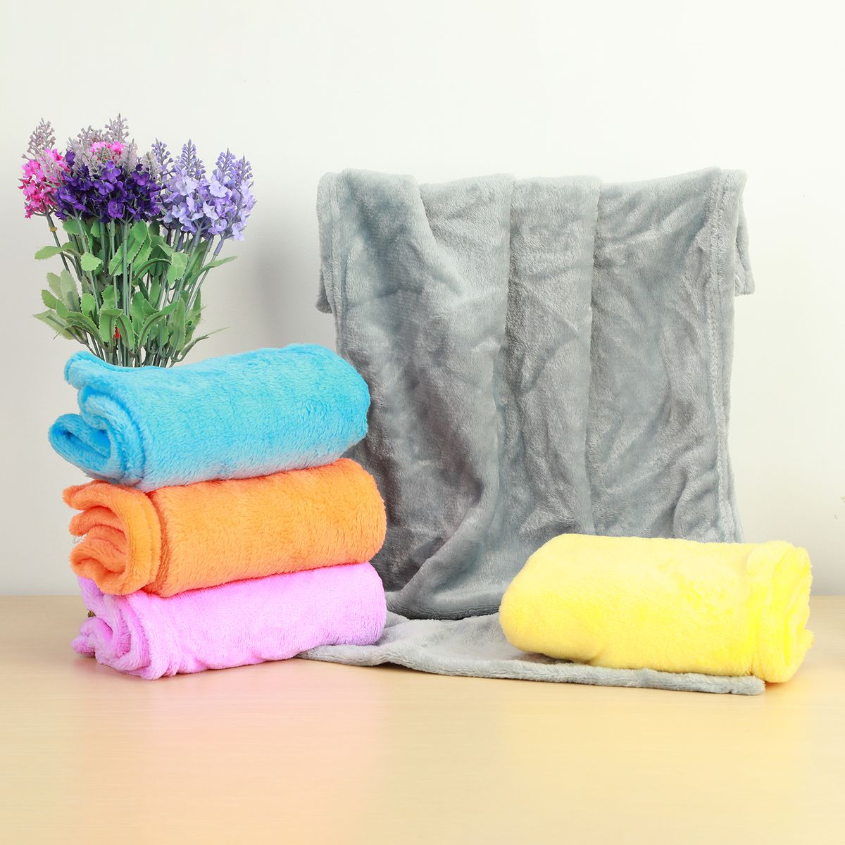 Coral Fleece Blankets Super Soft Shaggy Universal Solid-color Fleece Blankets For Sofa-Beige