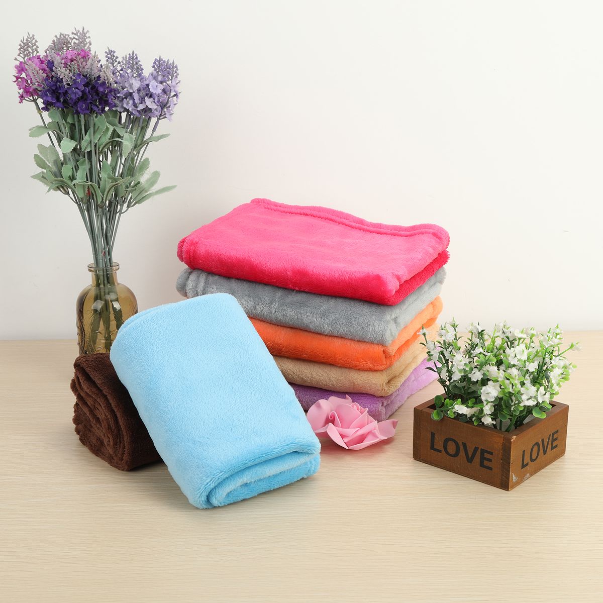 Coral Fleece Blankets Super Soft Shaggy Universal Solid-color Fleece Blankets For Sofa-Beige
