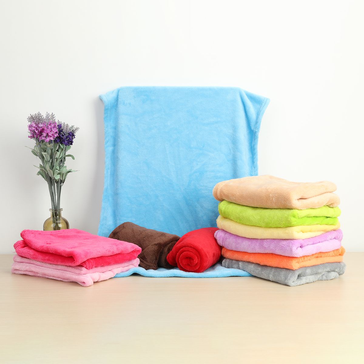 Coral Fleece Blankets Super Soft Shaggy Universal Solid-color Fleece Blankets For Sofa-Beige