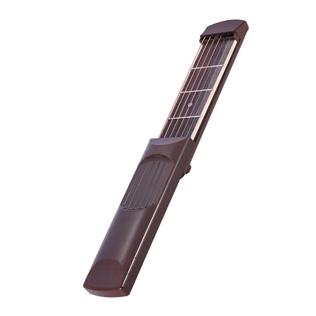 Portable Pocket Acoustic Guitar Practice Tool Gadget Chord Trainer 6 String 4 Fret Model Rosewood Fretboard Wood Grain for Beginner Learner
