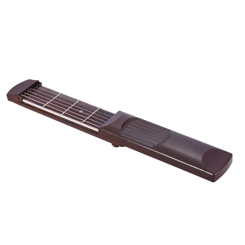 Portable Pocket Acoustic Guitar Practice Tool Gadget Chord Trainer 6 String 4 Fret Model Rosewood Fretboard Wood Grain for Beginner Learner