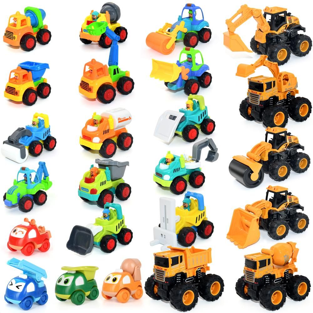 Cartoon Engineering Car Toy Inertia Mini Alloy Four-wheel Drive Car Excavator Roller Car Obstacle Clearing Cloud Ladder Car Boy
