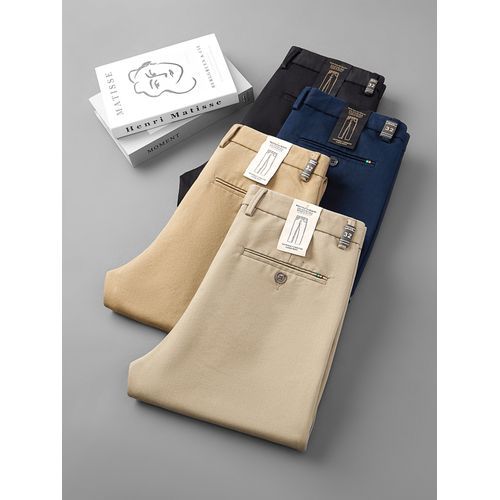 4pcs Quality Chinos Trouser - Black, Army Green, Navy Blue And Carton Colour