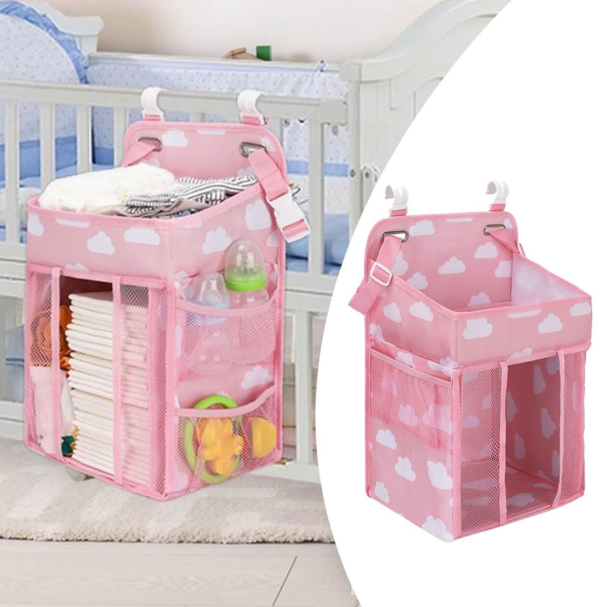 Bedside Bag, Storage Hanging Bag, Hanging, Pocket Pink