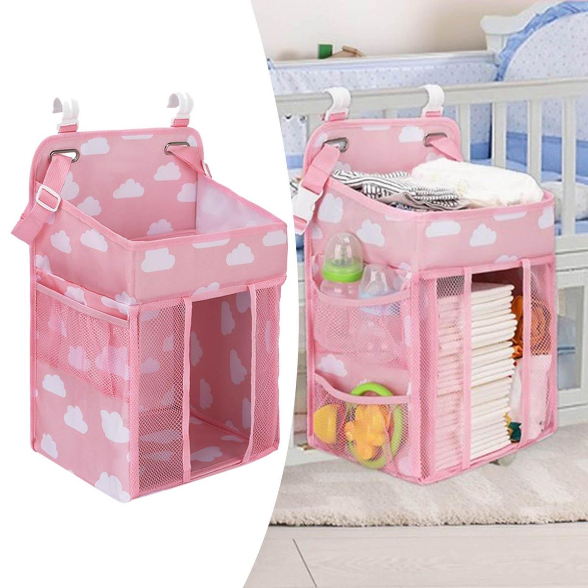 Bedside Bag, Storage Hanging Bag, Hanging, Pocket Pink