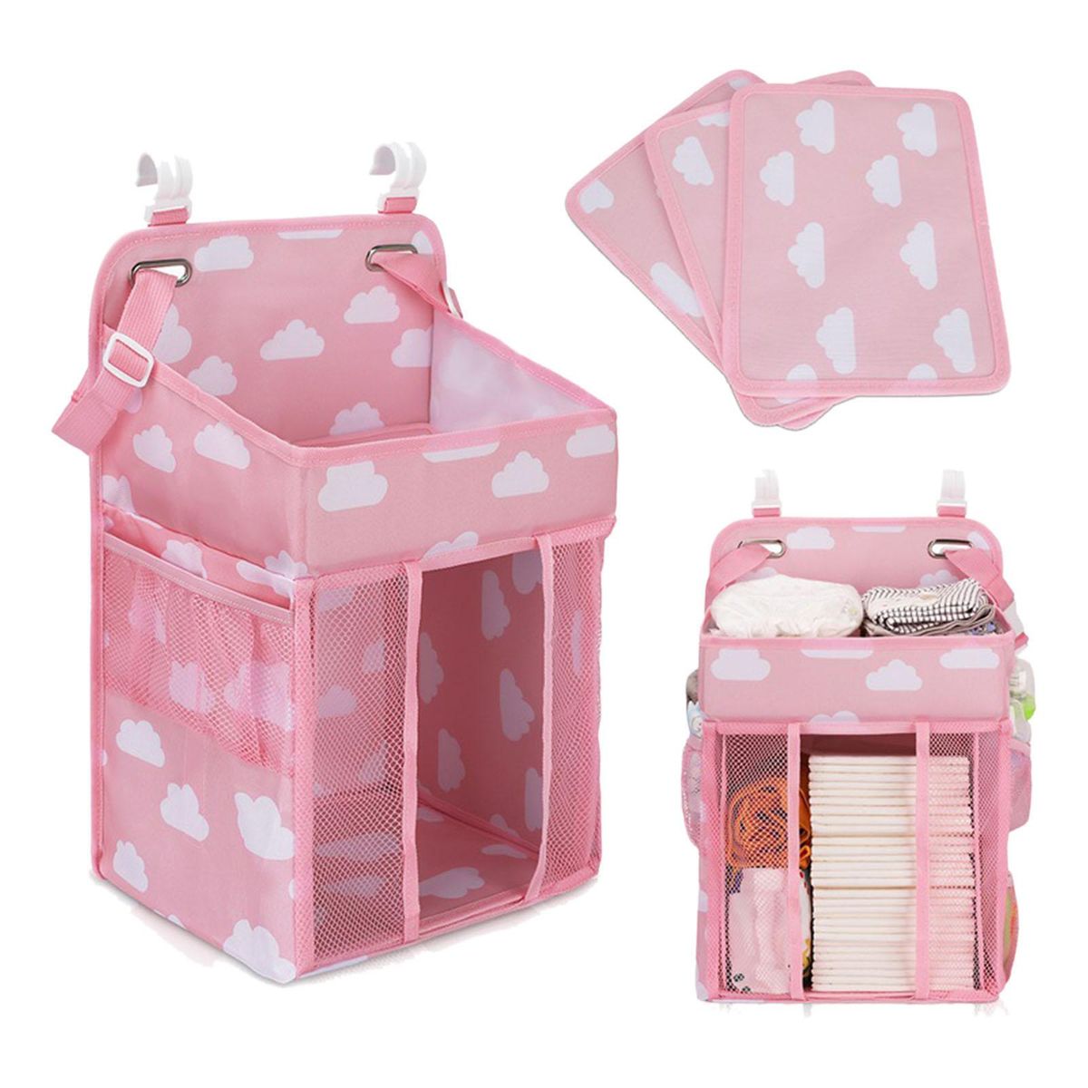 Bedside Bag, Storage Hanging Bag, Hanging, Pocket Pink