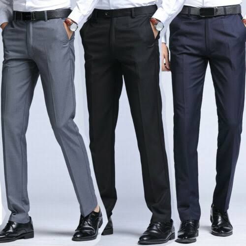 3 Pcs Quality Plain Suit Trousers For Men- Black, Ash & Navy Blue