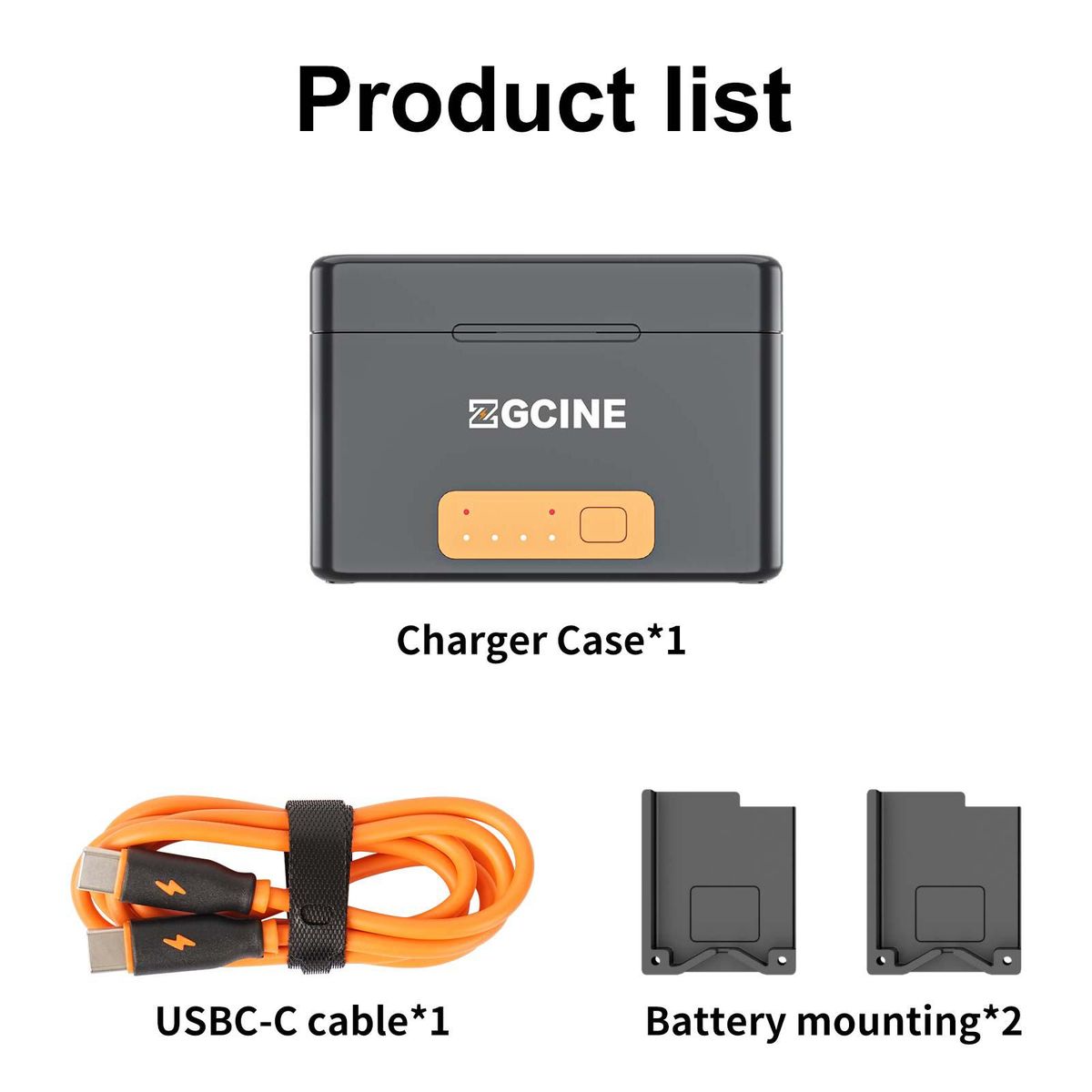 ZGCINE PS-G10 mini Portable Sports Camera Battery Fast Charging Case 5200mAh Wireless Dual Battery Charger with Type-C Port Replacement for GoPro Hero 10 9 8 7 6 5