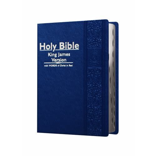 Kjv Holy Bible With Words Of Christ In Red  - Blue Leather