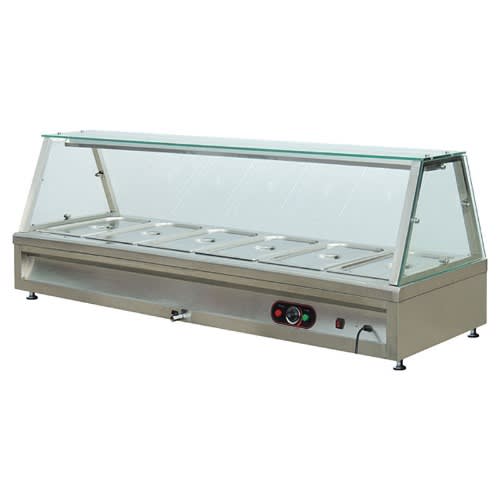 Bain Marie  Hot Food Display Angled Single Row With 6x2.5ft 1/1 Pans  E16