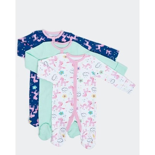 Pink Unicorn Sleepsuit- Pack Of 3