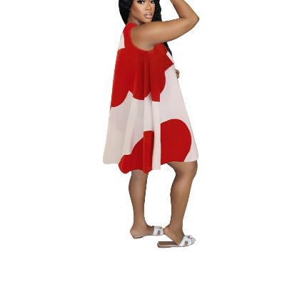 Color Block Shift Dress- Red